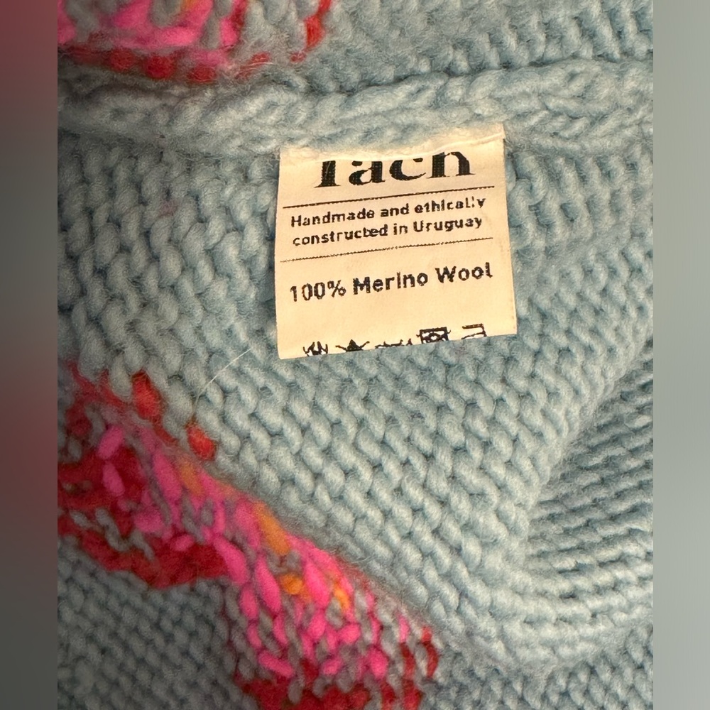 Tach Merino Wool Zip Up Sweater Size M In Sky Blue - image 5